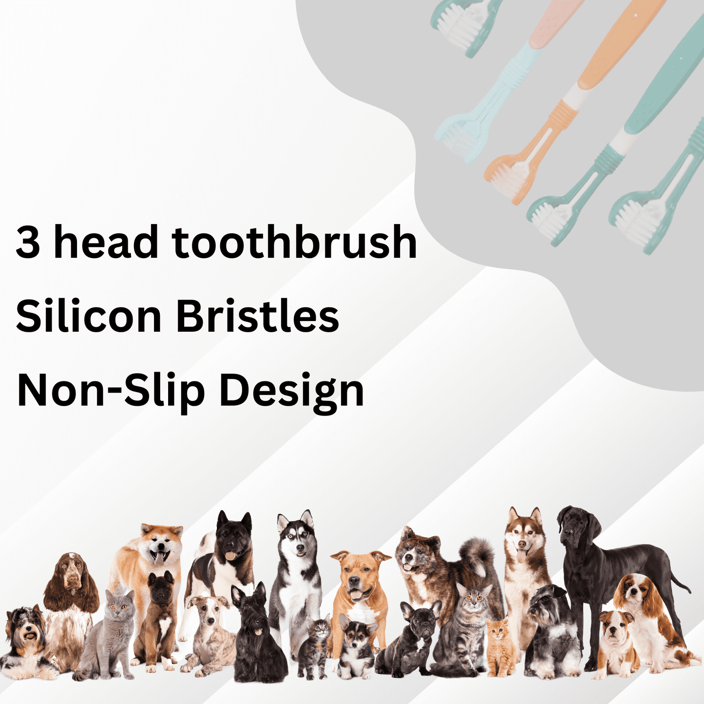 Triple Head Toothbrush for Dogs and Cats